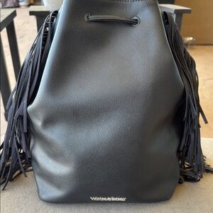 Victoria Secret Black Fringe Bucket Backpack
